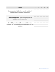 Candidate Evaluation Form, Page 2