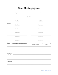 Document preview: Sales Meeting Agenda Template