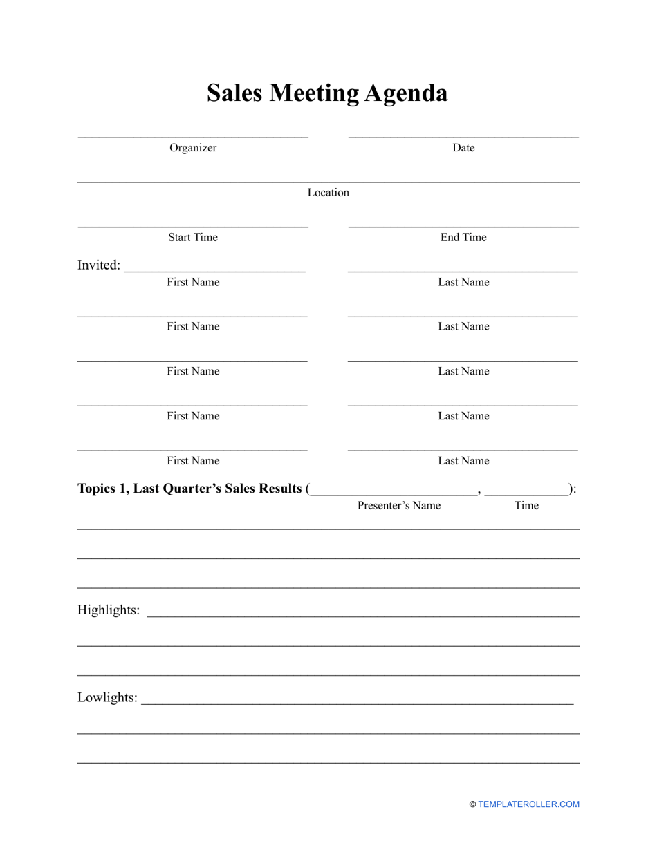 Sales Meeting Agenda Template Fill Out, Sign Online and Download PDF