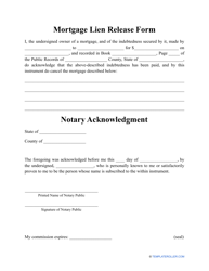 Document preview: Mortgage Lien Release Form