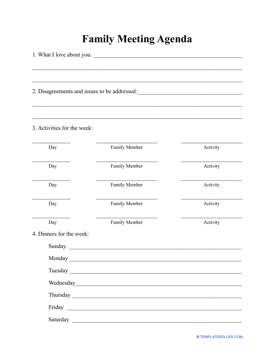 Family Meeting Agenda Template, Page 1