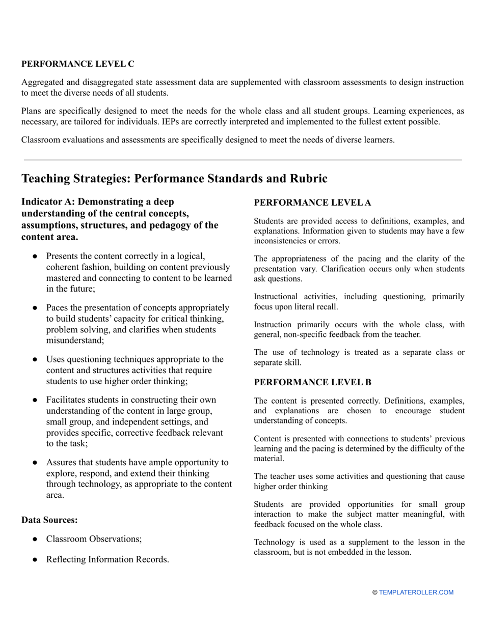 Teacher Evaluation Form for Administrators, Page 4