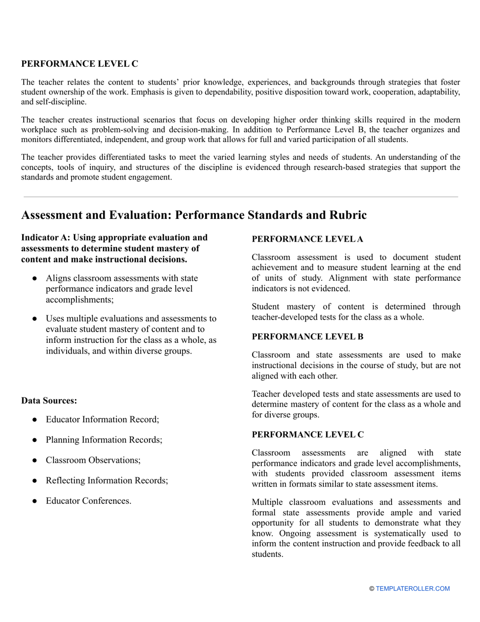 Teacher Evaluation Form for Administrators, Page 6