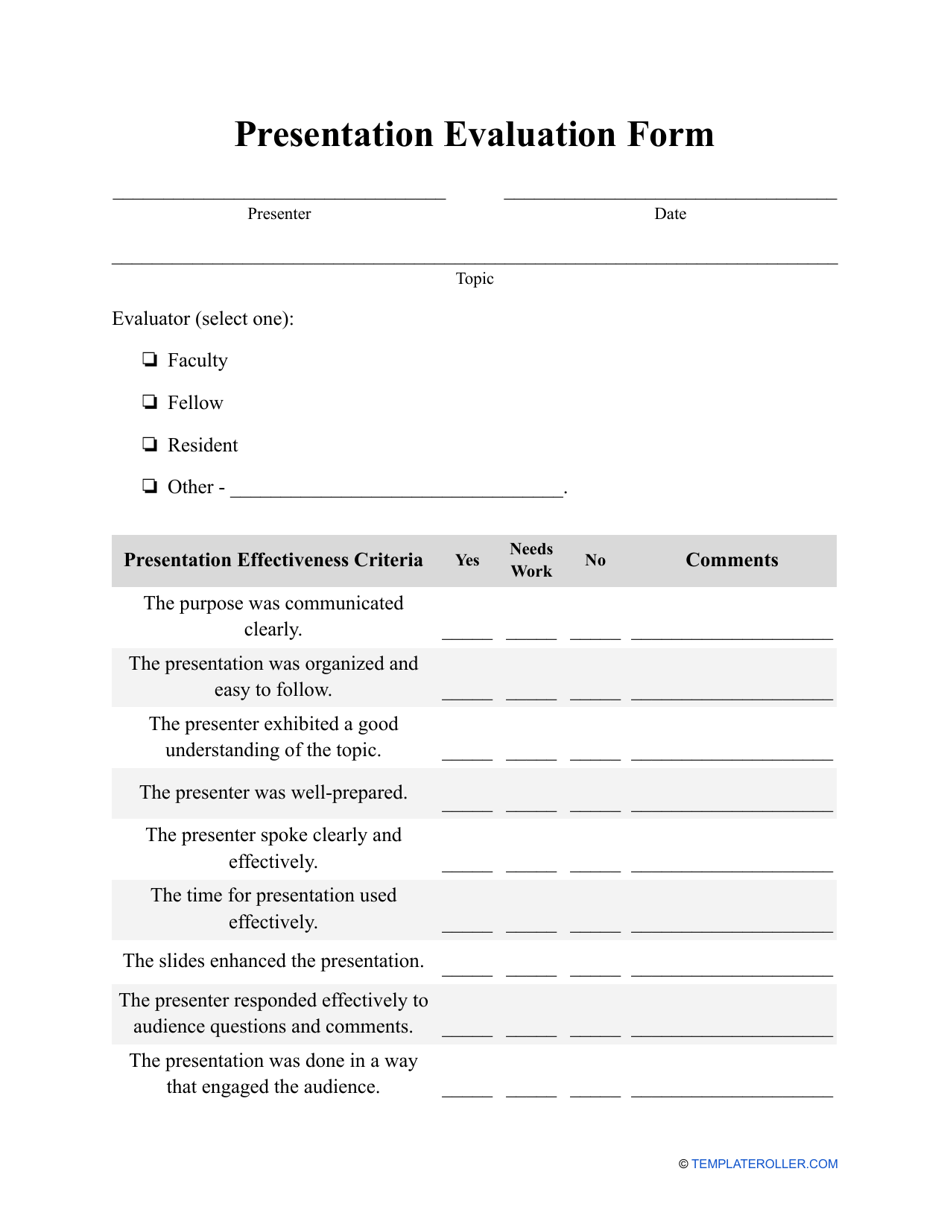 presentation feedback form pdf