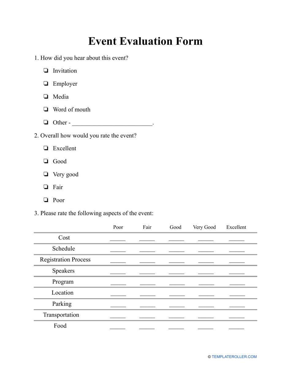 Event Evaluation Form Fill Out Sign Online And Download PDF 