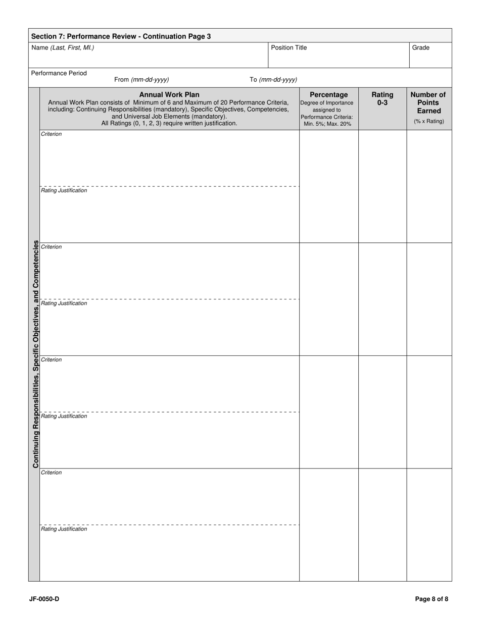 Form JF-0050-D Merit Based Compensation (Mbc) Employee Performance Report (Epr) for Locally Employed Staff, Page 10