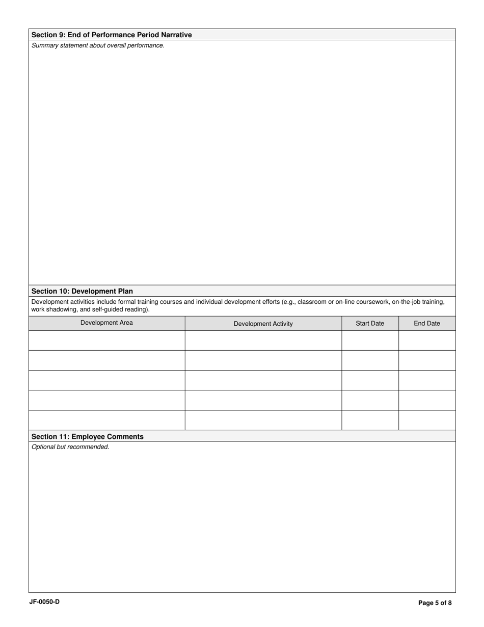 Form JF-0050-D Merit Based Compensation (Mbc) Employee Performance Report (Epr) for Locally Employed Staff, Page 7