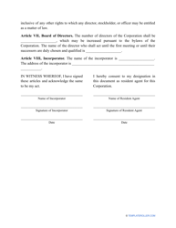 Articles of Incorporation Template - New Jersey, Page 2