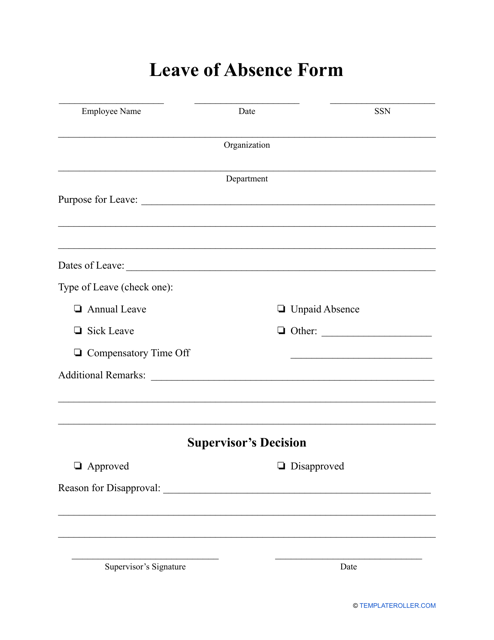 Leave of Absence Form Fill Out Sign Online and Download PDF