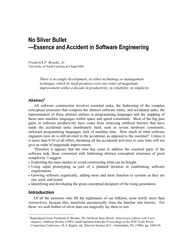 Document preview: No Silver Bullet - Essence and Accident in Software Engineering - Frederick P. Brooks