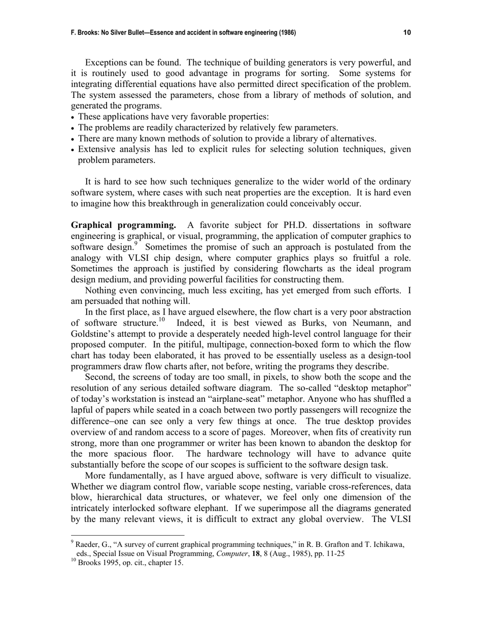 No Silver Bullet - Essence and Accident in Software Engineering - Frederick P. Brooks, Page 10