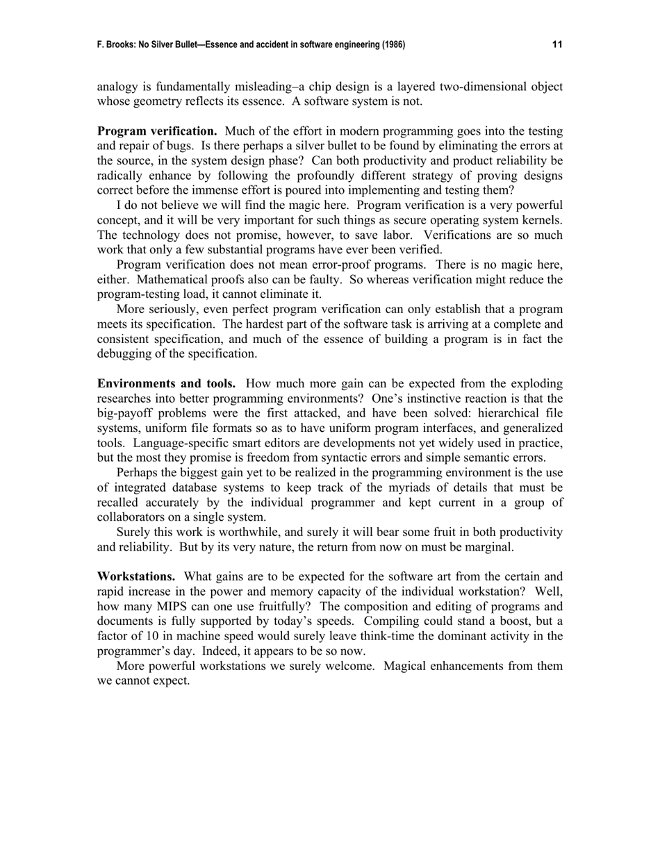 No Silver Bullet - Essence and Accident in Software Engineering - Frederick P. Brooks, Page 11