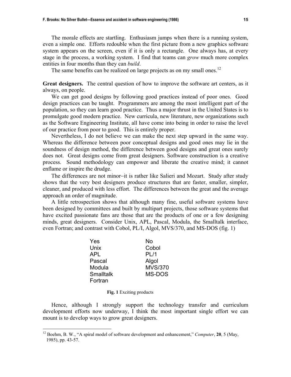 No Silver Bullet - Essence and Accident in Software Engineering - Frederick P. Brooks, Page 15