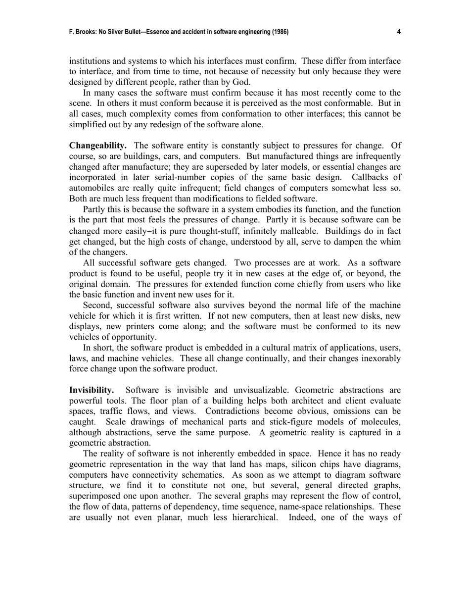 No Silver Bullet - Essence and Accident in Software Engineering - Frederick P. Brooks, Page 4
