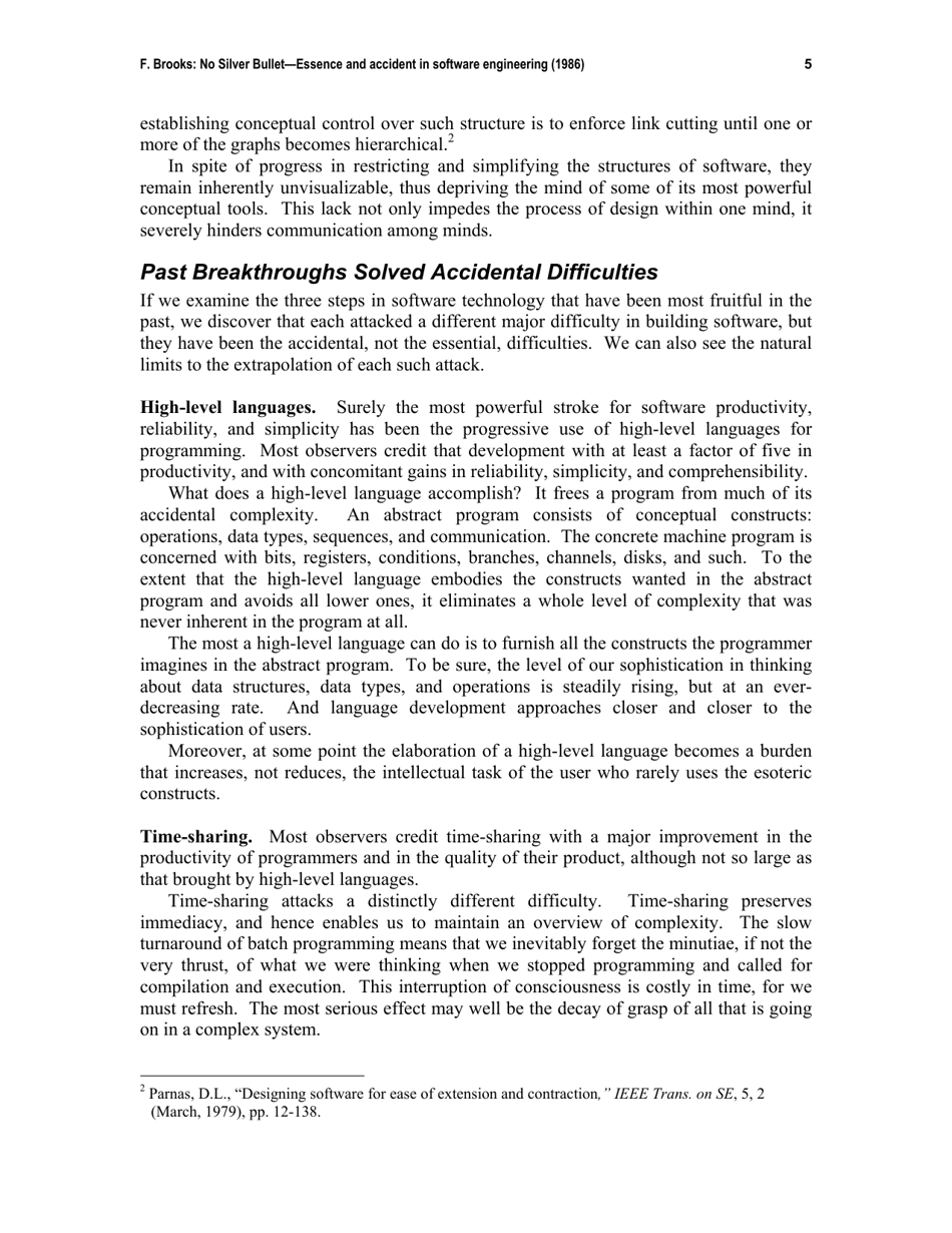 No Silver Bullet - Essence and Accident in Software Engineering - Frederick P. Brooks, Page 5