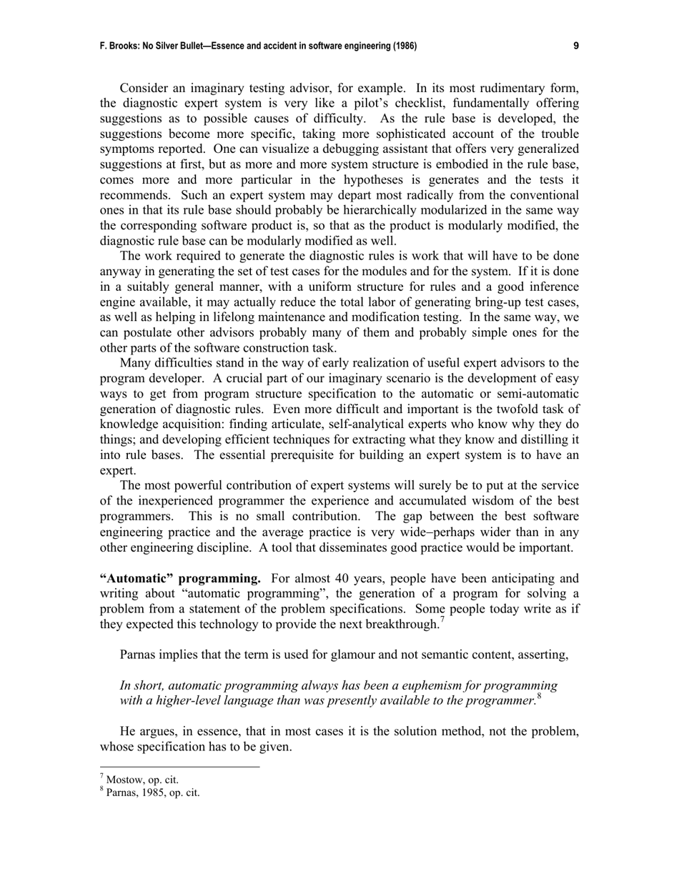 No Silver Bullet - Essence and Accident in Software Engineering - Frederick P. Brooks, Page 9