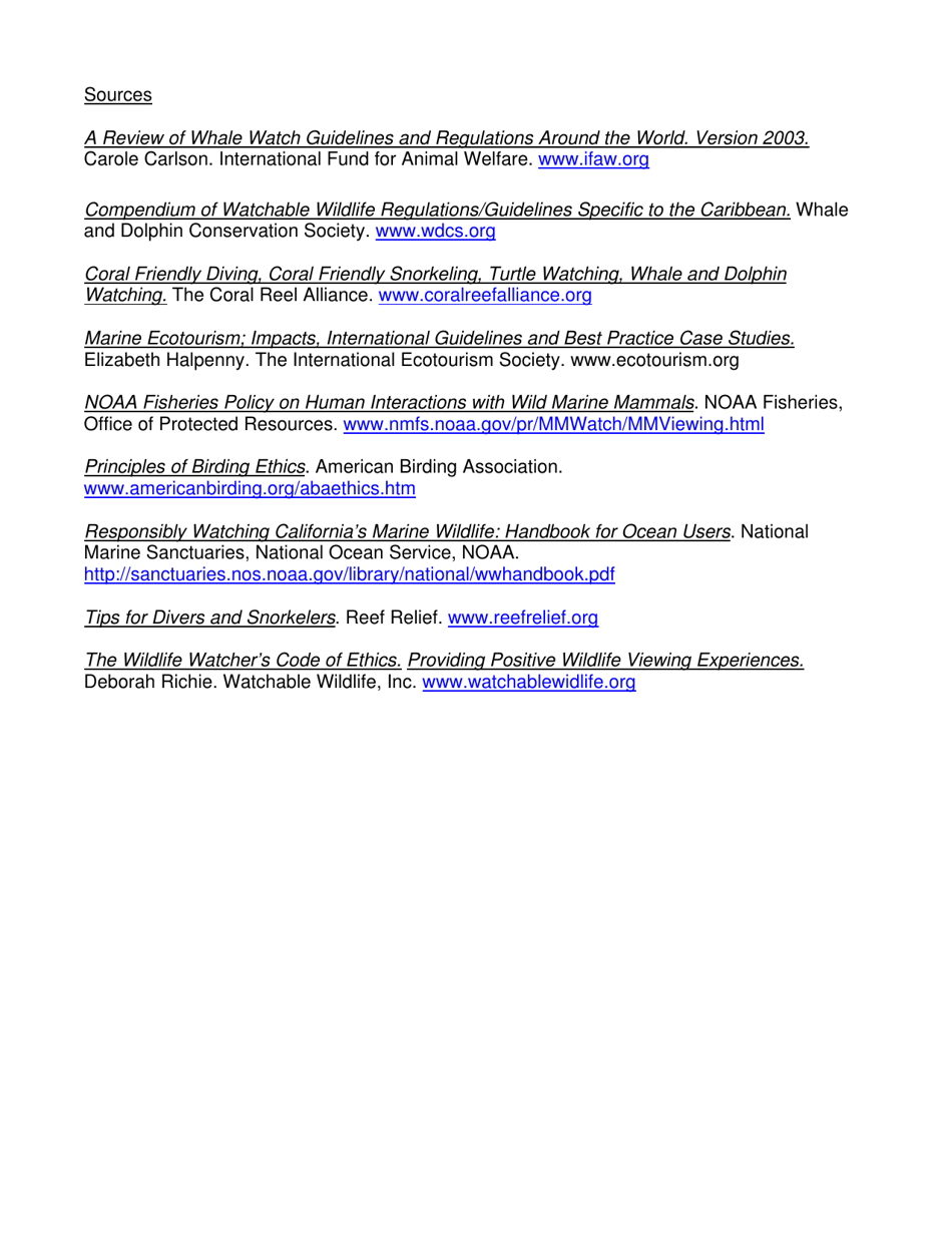 Marine Wildlife Viewing Guidelines, Page 3
