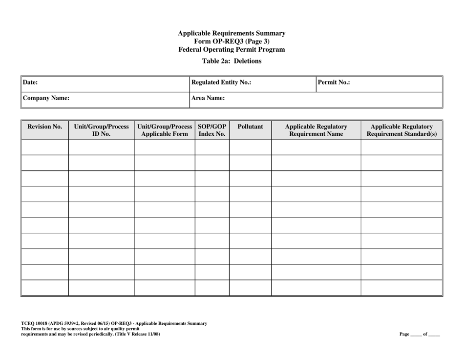 Form OP-REQ3 (TCEQ-10018) Applicable Requirements Summary - Texas, Page 7