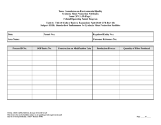 Form OP-UA25 (TCEQ-10035) Synthetic Fiber Production Attributes - Texas, Page 3