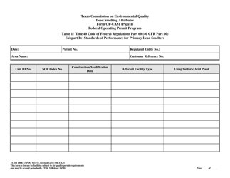Form OP-UA31 (TCEQ-10083) Lead Smelting Attributes - Texas, Page 4