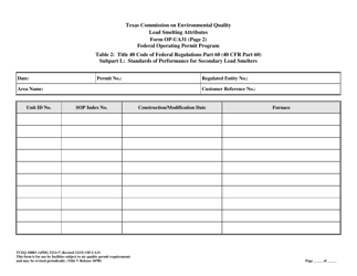 Form OP-UA31 (TCEQ-10083) Lead Smelting Attributes - Texas, Page 5