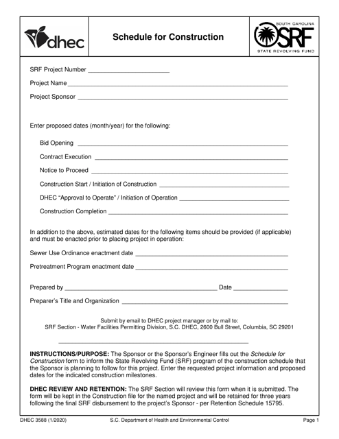 DHEC Form 3588  Printable Pdf