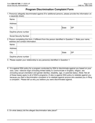 Form SSA-437-BK Complaint Form for Allegations of Discrimination in Programs or Activities Conducted by the Social Security Administration, Page 3