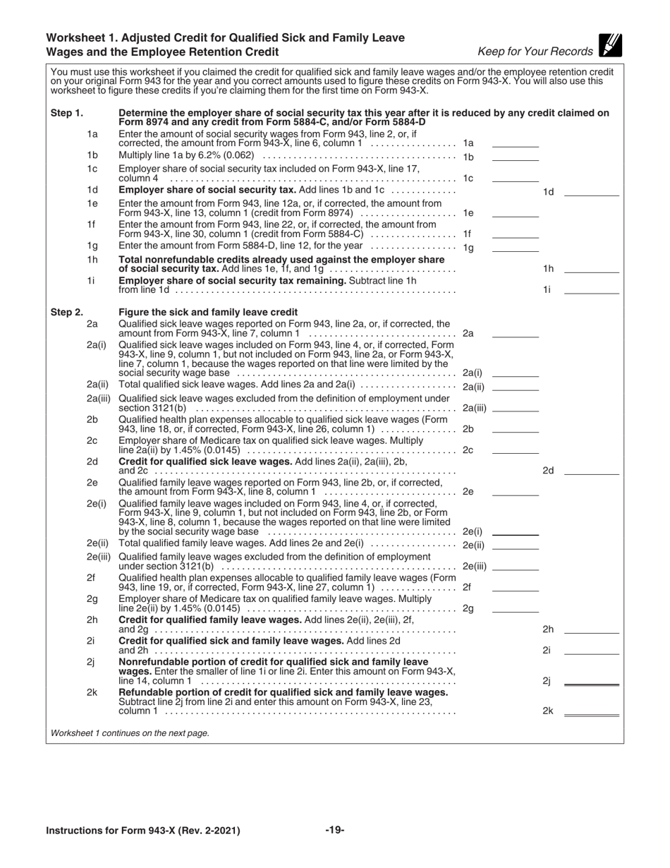 Instructions for IRS Form 943-X Adjusted Employers Annual Federal Tax Return for Agricultural Employees or Claim for Refund, Page 19