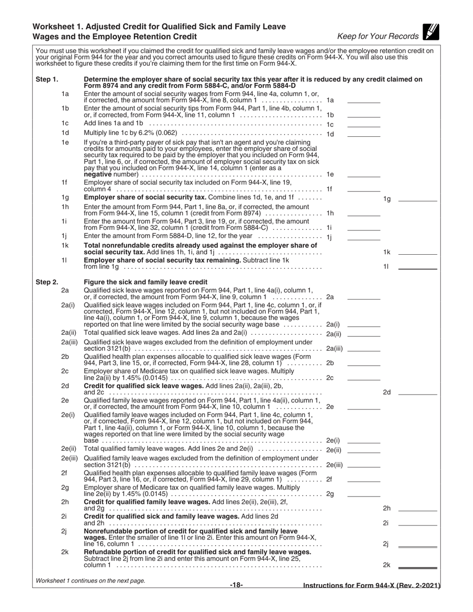Instructions for IRS Form 944-X Adjusted Employers Annual Federal Tax Return or Claim for Refund, Page 18