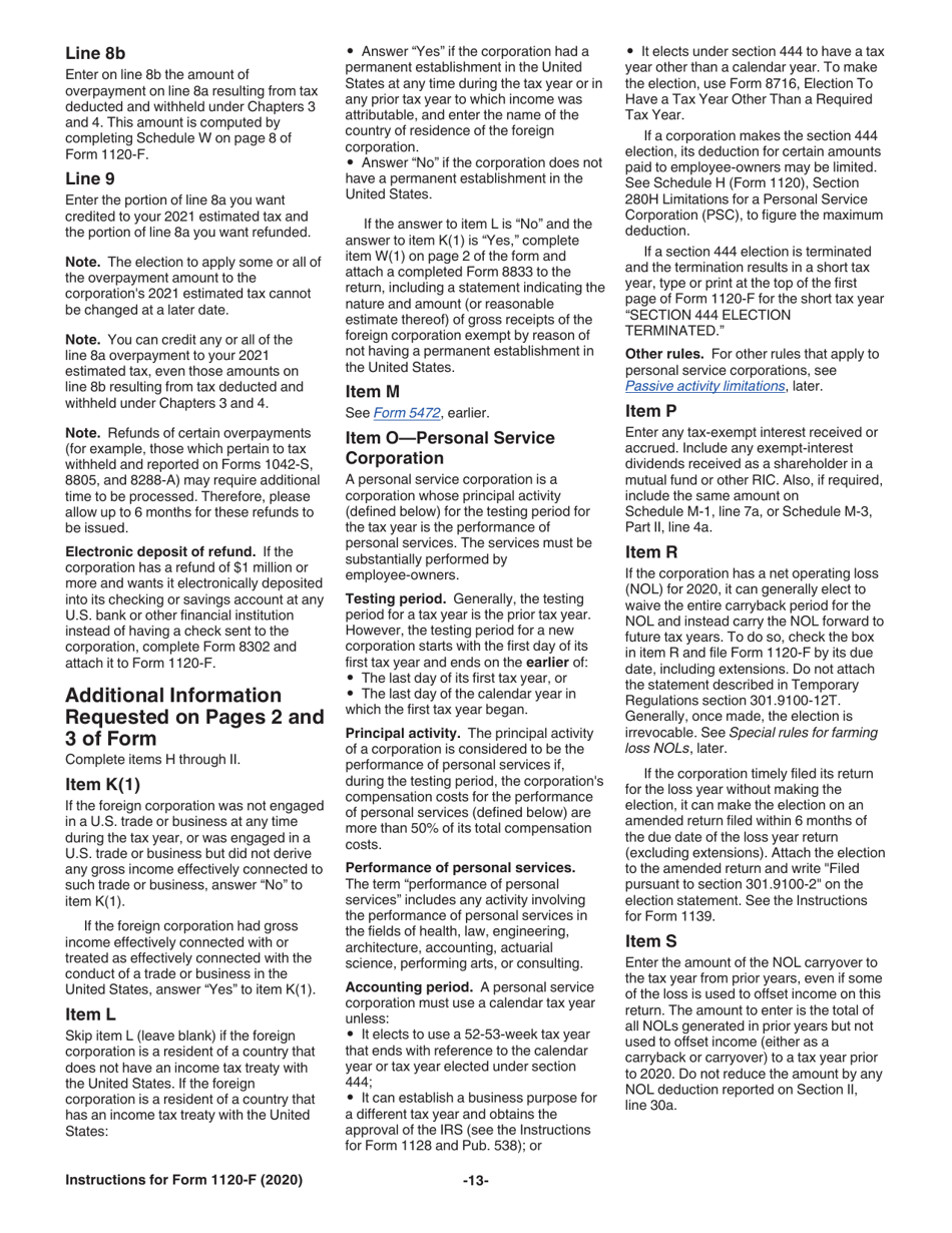 Instructions for IRS Form 1120-F U.S. Income Tax Return of a Foreign Corporation, Page 13