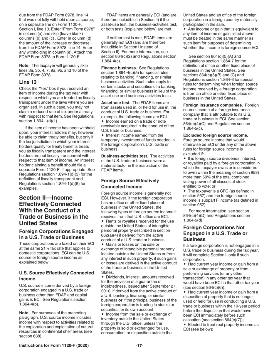 Instructions for IRS Form 1120-F U.S. Income Tax Return of a Foreign Corporation, Page 17