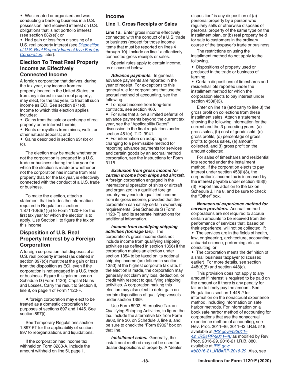 Instructions for IRS Form 1120-F U.S. Income Tax Return of a Foreign Corporation, Page 18