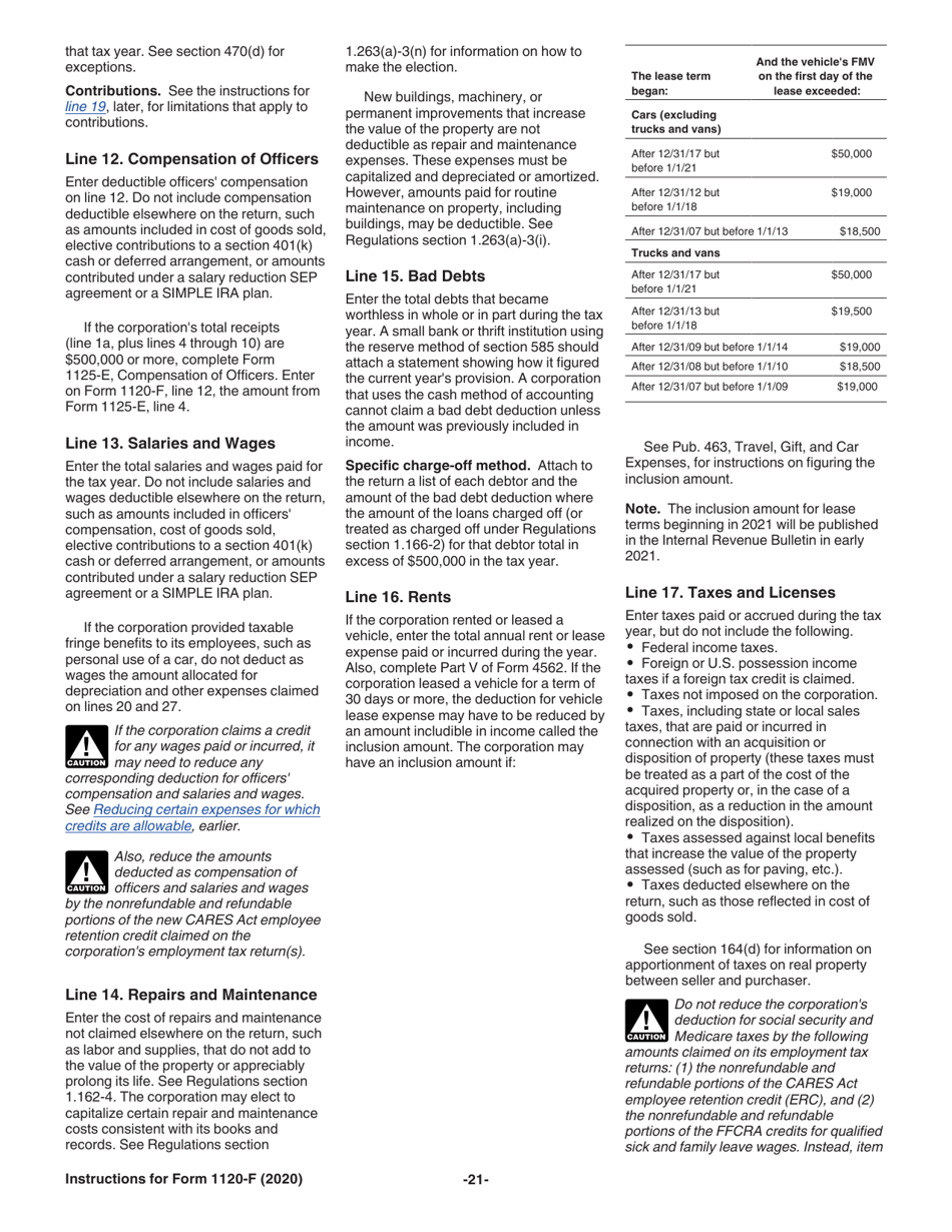 Instructions for IRS Form 1120-F U.S. Income Tax Return of a Foreign Corporation, Page 21