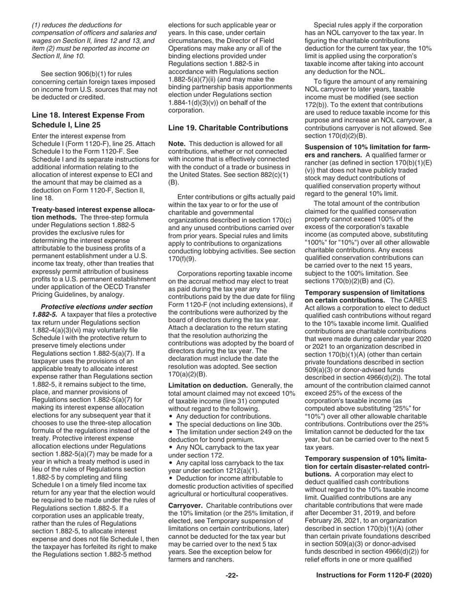 Instructions for IRS Form 1120-F U.S. Income Tax Return of a Foreign Corporation, Page 22