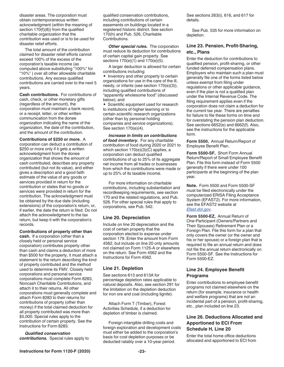 Instructions for IRS Form 1120-F U.S. Income Tax Return of a Foreign Corporation, Page 23
