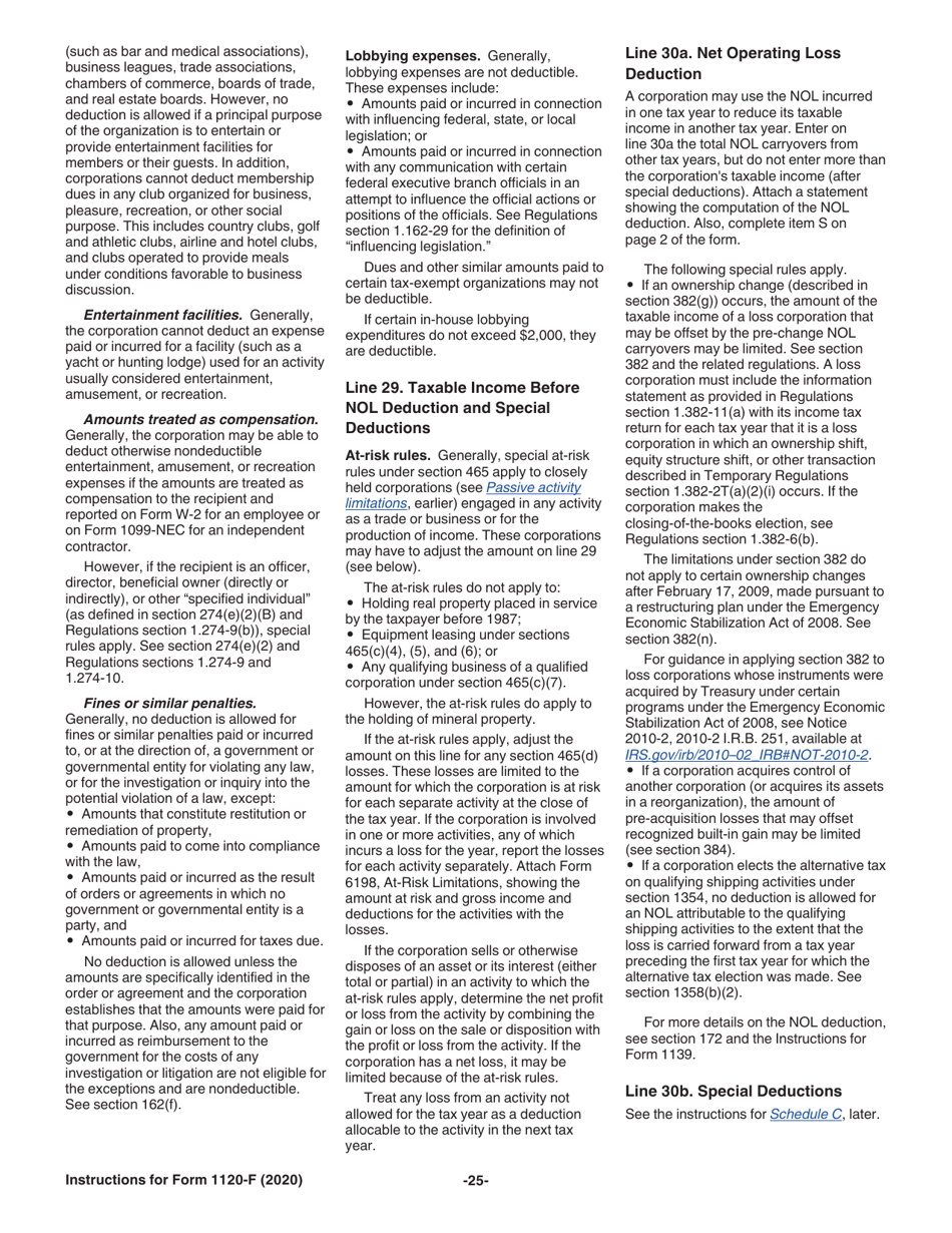 Instructions for IRS Form 1120-F U.S. Income Tax Return of a Foreign Corporation, Page 25