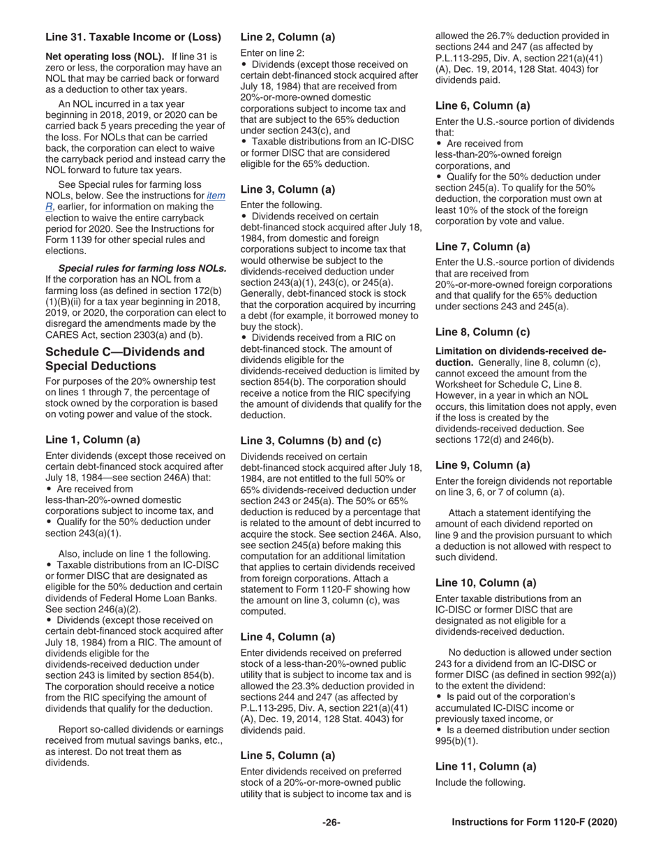 Instructions for IRS Form 1120-F U.S. Income Tax Return of a Foreign Corporation, Page 26