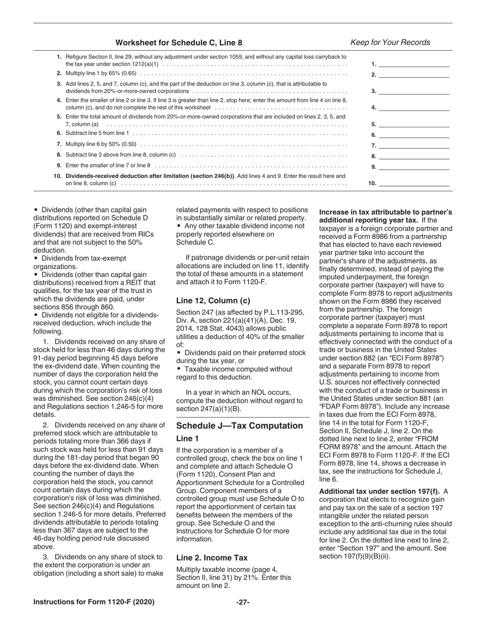Instructions for IRS Form 1120-F U.S. Income Tax Return of a Foreign Corporation, Page 27