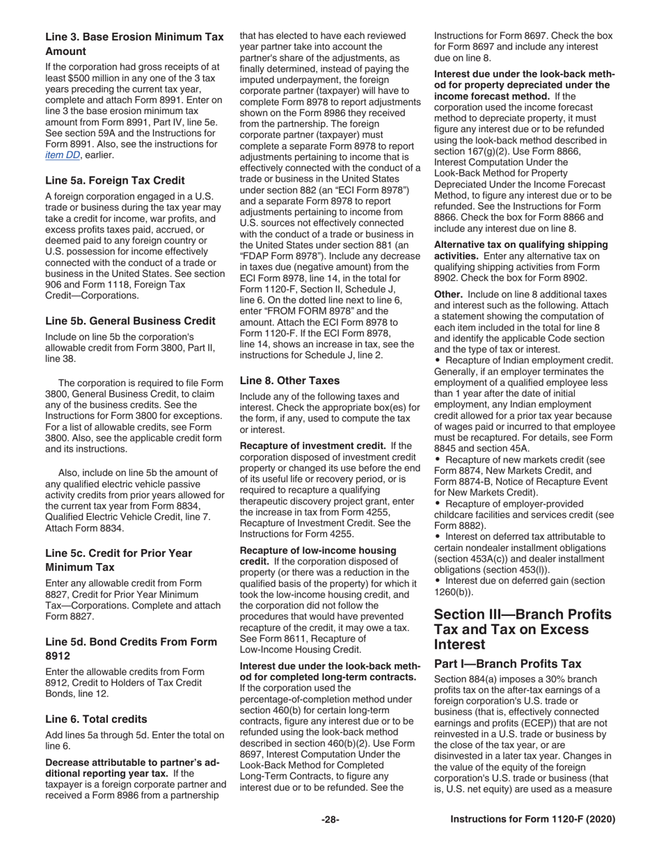 Instructions for IRS Form 1120-F U.S. Income Tax Return of a Foreign Corporation, Page 28