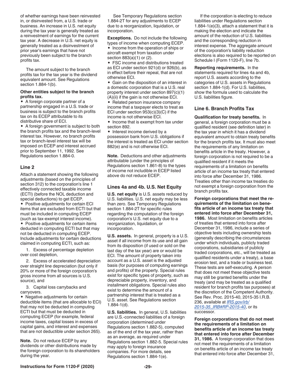 Instructions for IRS Form 1120-F U.S. Income Tax Return of a Foreign Corporation, Page 29