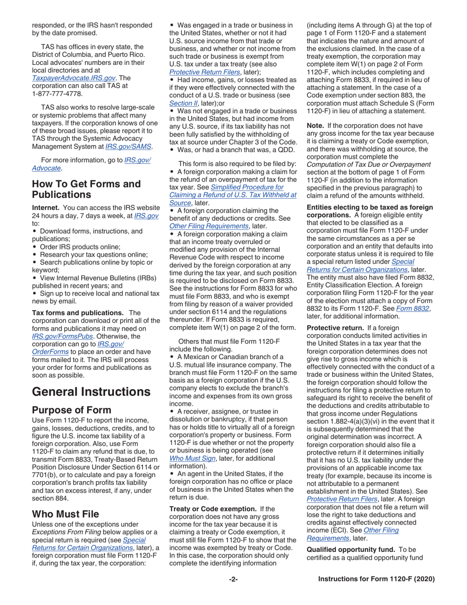 Instructions for IRS Form 1120-F U.S. Income Tax Return of a Foreign Corporation, Page 2