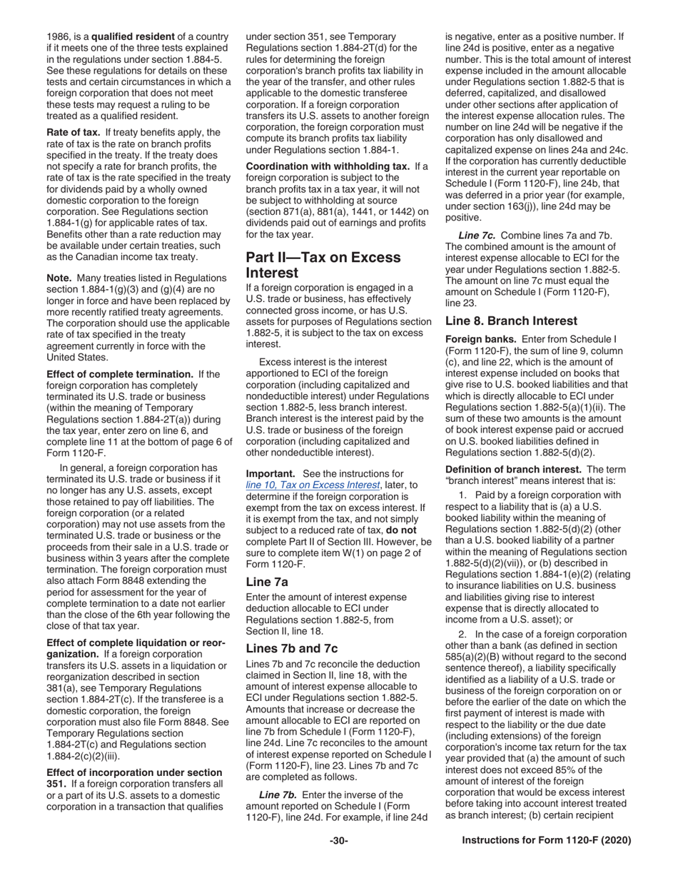 Instructions for IRS Form 1120-F U.S. Income Tax Return of a Foreign Corporation, Page 30