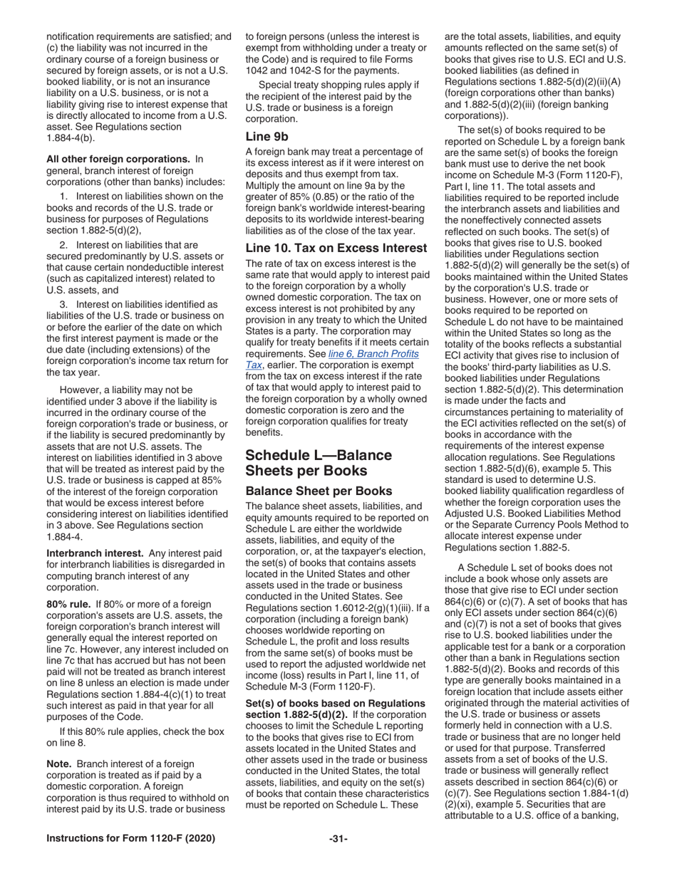 Instructions for IRS Form 1120-F U.S. Income Tax Return of a Foreign Corporation, Page 31