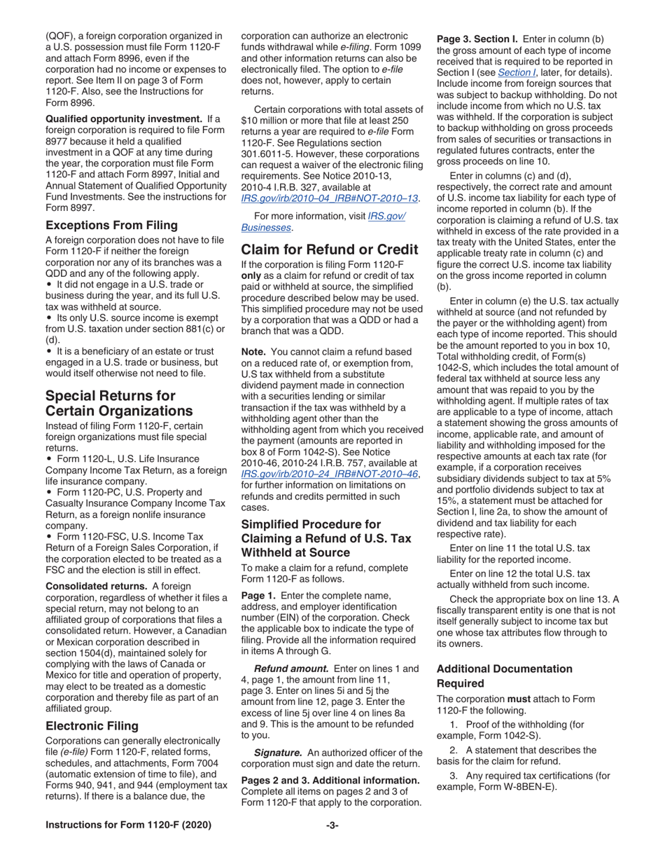 Instructions for IRS Form 1120-F U.S. Income Tax Return of a Foreign Corporation, Page 3