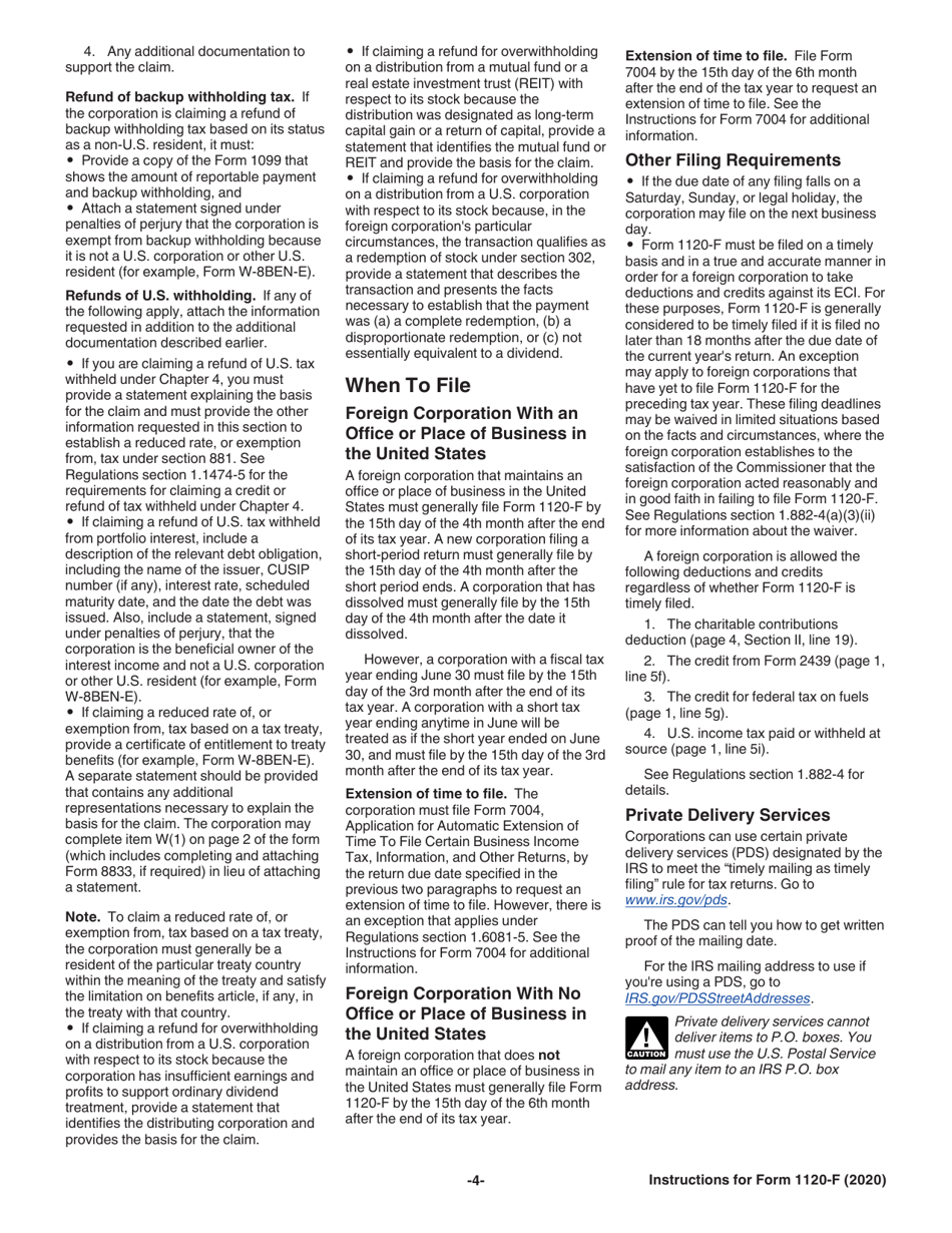 Instructions for IRS Form 1120-F U.S. Income Tax Return of a Foreign Corporation, Page 4