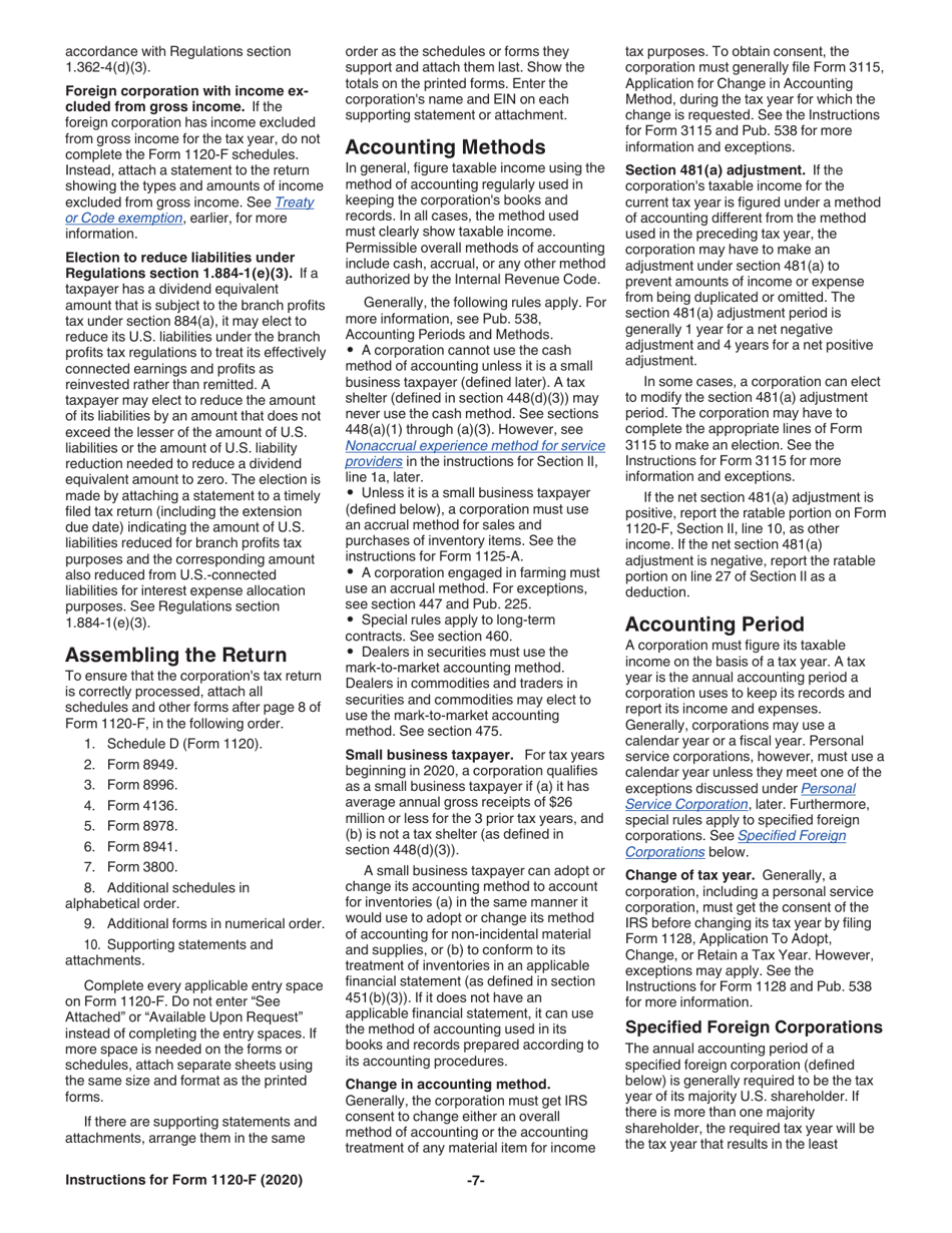 Instructions for IRS Form 1120-F U.S. Income Tax Return of a Foreign Corporation, Page 7