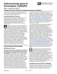 Instrucciones para IRS Formulario 7200(SP) Anticipo De Pago De Creditos Del Empleador Debido Al Covid-19 (Spanish)