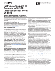 Instrucciones para IRS Formulario W-3PR &quot;Informe De Comprobantes De Retencion&quot; (Puerto Rican Spanish), 2021
