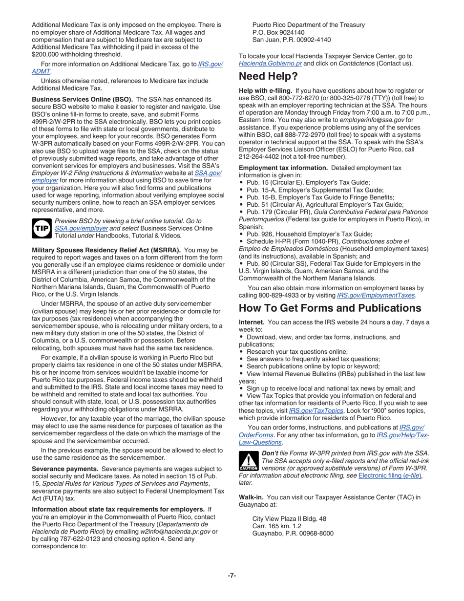 Instrucciones para IRS Formulario W-3PR Informe De Comprobantes De Retencion (Puerto Rican Spanish), Page 7