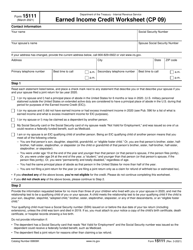 Document preview: IRS Form 15111 Earned Income Credit Worksheet (Cp 09)